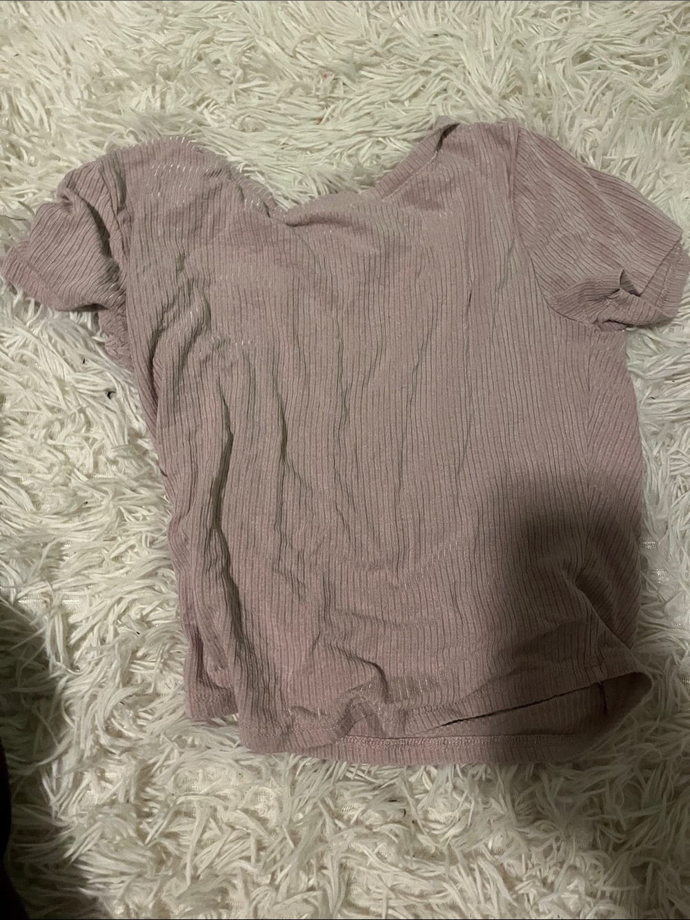 Bozzolo Dusty Mauve Ribbed Short Sleeve Top